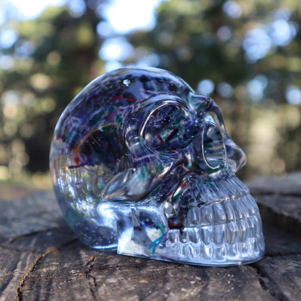 Resin Skull - handmade with cotton + glitter