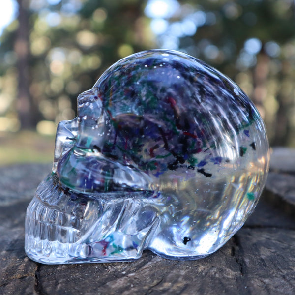 Resin Skull - handmade with cotton + glitter