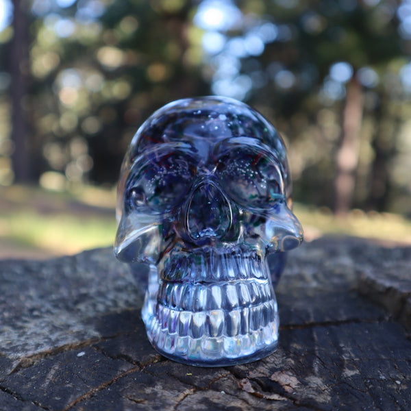 Resin Skull - handmade with cotton + glitter