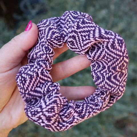 Handwoven Hair Scrunchie - Plum Fruit Tingles