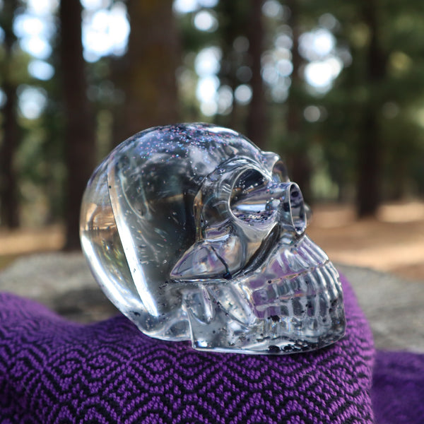 Resin X-Ray Skull - handmade with x-ray film and black glitter