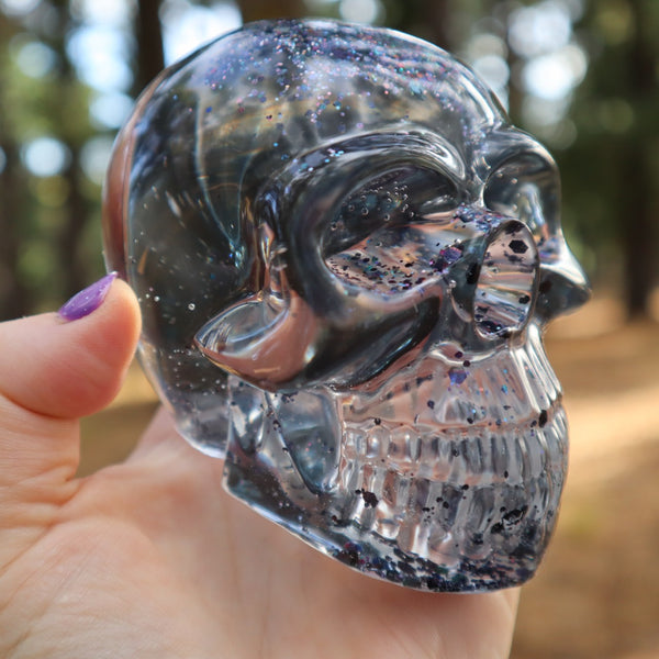 Resin X-Ray Skull - handmade with x-ray film and black glitter