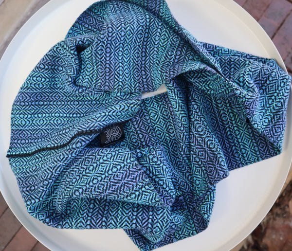 Handwoven Cotton Scarf - Blue Fairy Bread